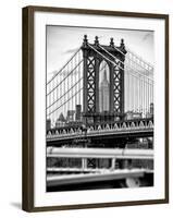 Manhattan Bridge with the Empire State Building Center from Brooklyn Bridge-Philippe Hugonnard-Framed Photographic Print