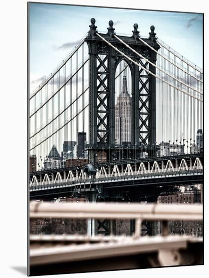 Manhattan Bridge with the Empire State Building Center from Brooklyn Bridge-Philippe Hugonnard-Mounted Photographic Print