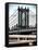 Manhattan Bridge with the Empire State Building Center from Brooklyn Bridge-Philippe Hugonnard-Framed Stretched Canvas