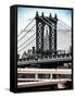 Manhattan Bridge with the Empire State Building Center from Brooklyn Bridge-Philippe Hugonnard-Framed Stretched Canvas