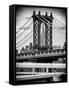 Manhattan Bridge with the Empire State Building Center from Brooklyn Bridge-Philippe Hugonnard-Framed Stretched Canvas