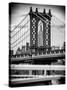 Manhattan Bridge with the Empire State Building Center from Brooklyn Bridge-Philippe Hugonnard-Stretched Canvas