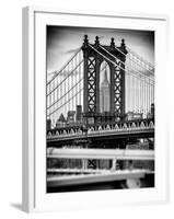 Manhattan Bridge with the Empire State Building Center from Brooklyn Bridge-Philippe Hugonnard-Framed Photographic Print