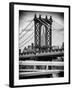 Manhattan Bridge with the Empire State Building Center from Brooklyn Bridge-Philippe Hugonnard-Framed Photographic Print