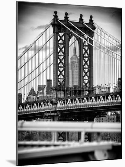 Manhattan Bridge with the Empire State Building Center from Brooklyn Bridge-Philippe Hugonnard-Mounted Photographic Print