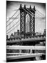 Manhattan Bridge with the Empire State Building Center from Brooklyn Bridge-Philippe Hugonnard-Mounted Photographic Print