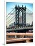 Manhattan Bridge with the Empire State Building Center from Brooklyn Bridge-Philippe Hugonnard-Framed Photographic Print