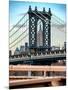 Manhattan Bridge with the Empire State Building Center from Brooklyn Bridge-Philippe Hugonnard-Mounted Photographic Print