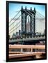 Manhattan Bridge with the Empire State Building Center from Brooklyn Bridge-Philippe Hugonnard-Framed Photographic Print