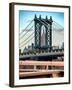 Manhattan Bridge with the Empire State Building Center from Brooklyn Bridge-Philippe Hugonnard-Framed Photographic Print