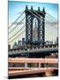 Manhattan Bridge with the Empire State Building Center from Brooklyn Bridge-Philippe Hugonnard-Mounted Photographic Print