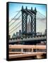 Manhattan Bridge with the Empire State Building Center from Brooklyn Bridge-Philippe Hugonnard-Framed Stretched Canvas