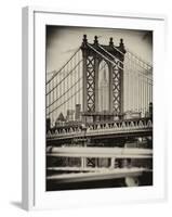 Manhattan Bridge with the Empire State Building Center from Brooklyn Bridge-Philippe Hugonnard-Framed Photographic Print