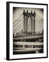 Manhattan Bridge with the Empire State Building Center from Brooklyn Bridge-Philippe Hugonnard-Framed Photographic Print