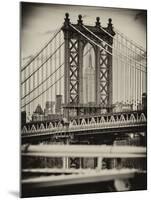 Manhattan Bridge with the Empire State Building Center from Brooklyn Bridge-Philippe Hugonnard-Mounted Photographic Print