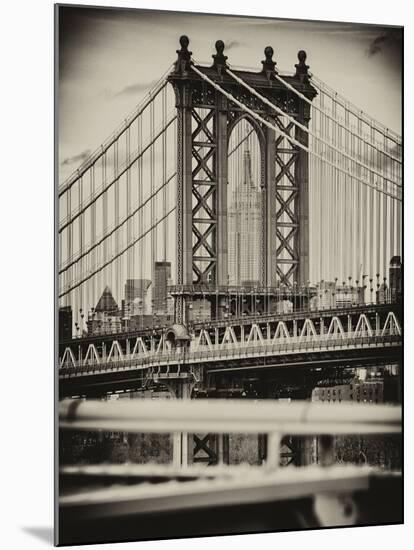 Manhattan Bridge with the Empire State Building Center from Brooklyn Bridge-Philippe Hugonnard-Mounted Photographic Print