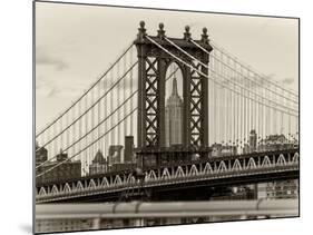 Manhattan Bridge with the Empire State Building Center from Brooklyn Bridge-Philippe Hugonnard-Mounted Photographic Print