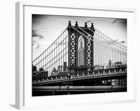 Manhattan Bridge with the Empire State Building Center from Brooklyn Bridge-Philippe Hugonnard-Framed Photographic Print