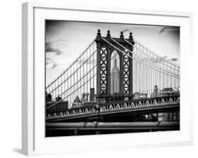 Manhattan Bridge with the Empire State Building Center from Brooklyn Bridge-Philippe Hugonnard-Framed Photographic Print