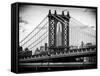 Manhattan Bridge with the Empire State Building Center from Brooklyn Bridge-Philippe Hugonnard-Framed Stretched Canvas