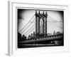 Manhattan Bridge with the Empire State Building Center from Brooklyn Bridge-Philippe Hugonnard-Framed Photographic Print