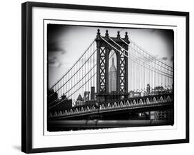 Manhattan Bridge with the Empire State Building Center from Brooklyn Bridge-Philippe Hugonnard-Framed Photographic Print