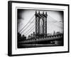 Manhattan Bridge with the Empire State Building Center from Brooklyn Bridge-Philippe Hugonnard-Framed Photographic Print