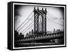 Manhattan Bridge with the Empire State Building Center from Brooklyn Bridge-Philippe Hugonnard-Framed Stretched Canvas