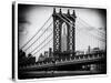 Manhattan Bridge with the Empire State Building Center from Brooklyn Bridge-Philippe Hugonnard-Stretched Canvas