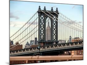 Manhattan Bridge with the Empire State Building Center from Brooklyn Bridge-Philippe Hugonnard-Mounted Photographic Print