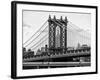 Manhattan Bridge with the Empire State Building Center from Brooklyn Bridge-Philippe Hugonnard-Framed Photographic Print