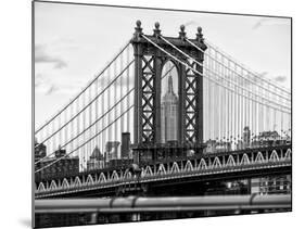 Manhattan Bridge with the Empire State Building Center from Brooklyn Bridge-Philippe Hugonnard-Mounted Photographic Print