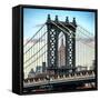 Manhattan Bridge with the Empire State Building Center from Brooklyn Bridge-Philippe Hugonnard-Framed Stretched Canvas