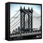 Manhattan Bridge with the Empire State Building Center from Brooklyn Bridge-Philippe Hugonnard-Framed Stretched Canvas