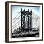 Manhattan Bridge with the Empire State Building Center from Brooklyn Bridge-Philippe Hugonnard-Framed Photographic Print