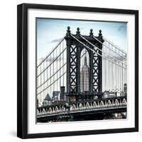 Manhattan Bridge with the Empire State Building Center from Brooklyn Bridge-Philippe Hugonnard-Framed Photographic Print