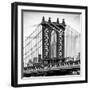 Manhattan Bridge with the Empire State Building Center from Brooklyn Bridge-Philippe Hugonnard-Framed Photographic Print