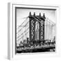 Manhattan Bridge with the Empire State Building Center from Brooklyn Bridge-Philippe Hugonnard-Framed Photographic Print