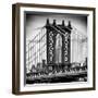 Manhattan Bridge with the Empire State Building Center from Brooklyn Bridge-Philippe Hugonnard-Framed Photographic Print