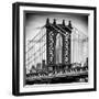 Manhattan Bridge with the Empire State Building Center from Brooklyn Bridge-Philippe Hugonnard-Framed Photographic Print