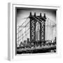 Manhattan Bridge with the Empire State Building Center from Brooklyn Bridge-Philippe Hugonnard-Framed Photographic Print