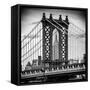 Manhattan Bridge with the Empire State Building Center from Brooklyn Bridge-Philippe Hugonnard-Framed Stretched Canvas