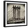 Manhattan Bridge with the Empire State Building Center from Brooklyn Bridge-Philippe Hugonnard-Framed Photographic Print