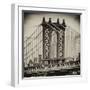 Manhattan Bridge with the Empire State Building Center from Brooklyn Bridge-Philippe Hugonnard-Framed Photographic Print