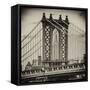 Manhattan Bridge with the Empire State Building Center from Brooklyn Bridge-Philippe Hugonnard-Framed Stretched Canvas