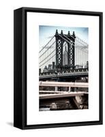 Manhattan Bridge with the Empire State Building Center from Brooklyn Bridge-Philippe Hugonnard-Framed Stretched Canvas