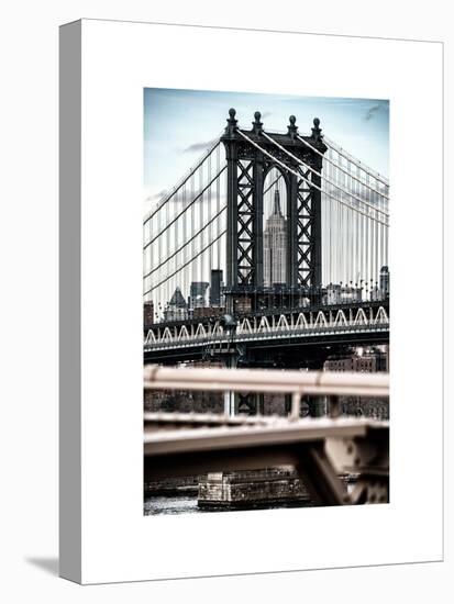 Manhattan Bridge with the Empire State Building Center from Brooklyn Bridge-Philippe Hugonnard-Stretched Canvas