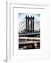 Manhattan Bridge with the Empire State Building Center from Brooklyn Bridge-Philippe Hugonnard-Framed Art Print