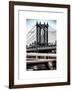 Manhattan Bridge with the Empire State Building Center from Brooklyn Bridge-Philippe Hugonnard-Framed Art Print