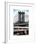 Manhattan Bridge with the Empire State Building Center from Brooklyn Bridge-Philippe Hugonnard-Framed Art Print